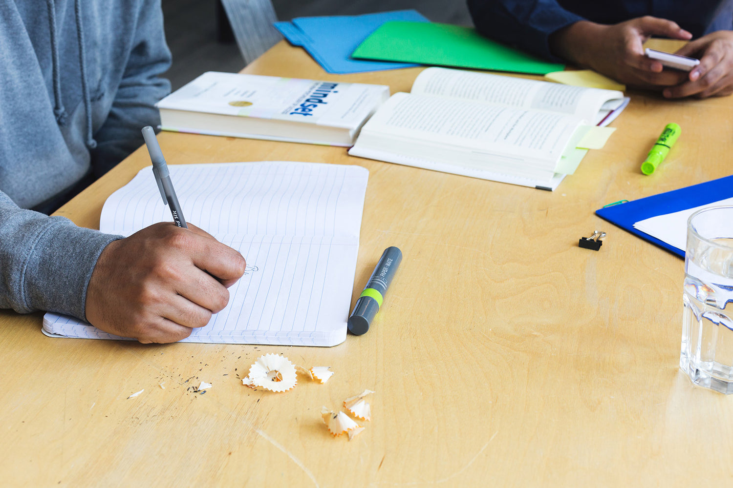 students gathered working on a project